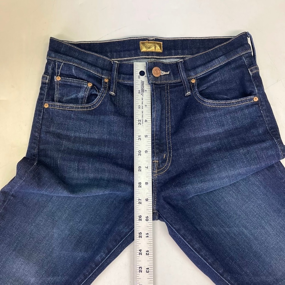 Mother Lil Insider Crop Step Fray Jeans Off Limits Dark Wash Size 27 High Rise - Picture 14 of 15